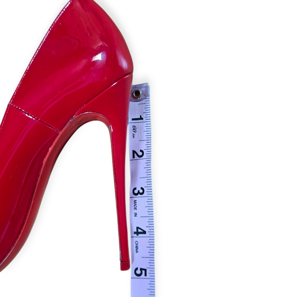 Christian Louboutin Patent Leather Pointed-Toe Stiletto Pumps in Red - Picture 15 of 15